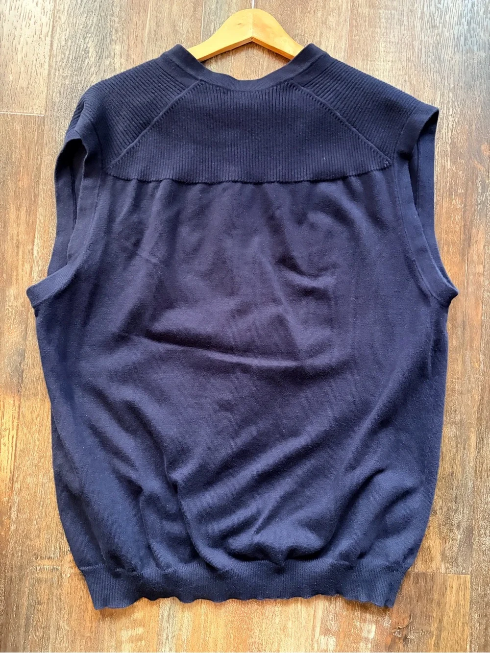 Cutter & Buck Men's Blue Solid V-Neck Sleeveless Knit Sweater Vest Size L Preppy